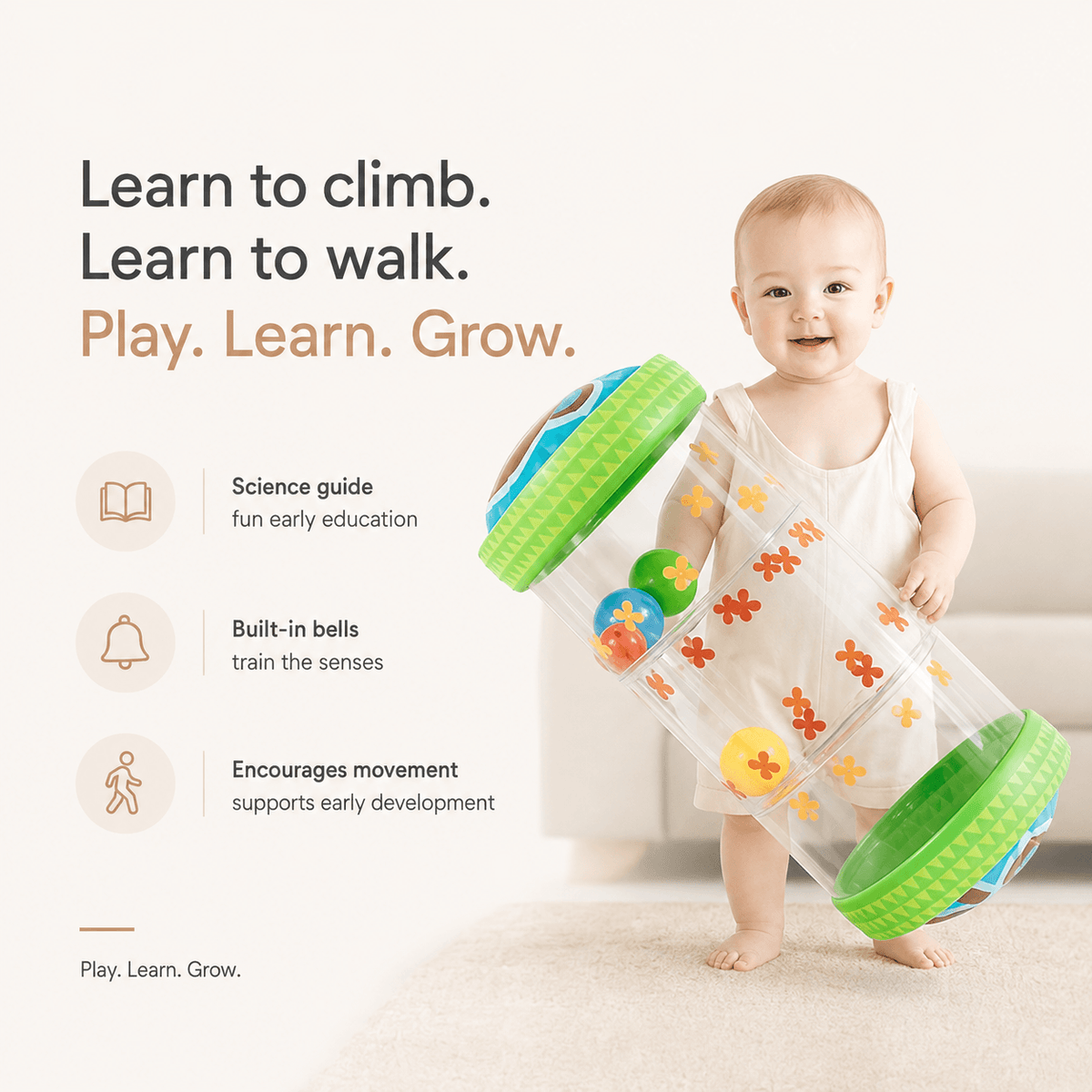 Anti Slip Inflatable Baby Development Activity Crawl Roller Toy