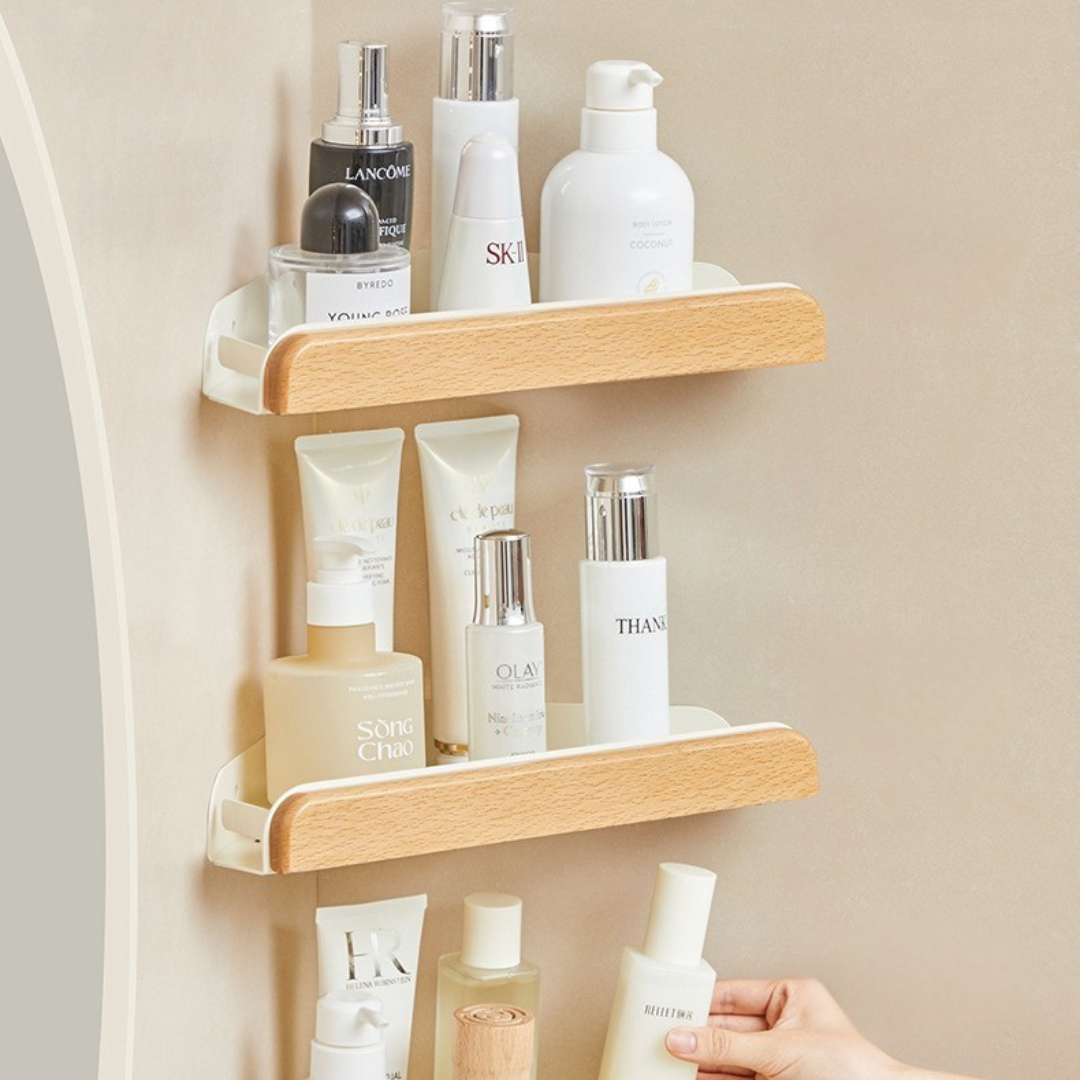 Premium Wood Bathroom Corner Storage Organizer