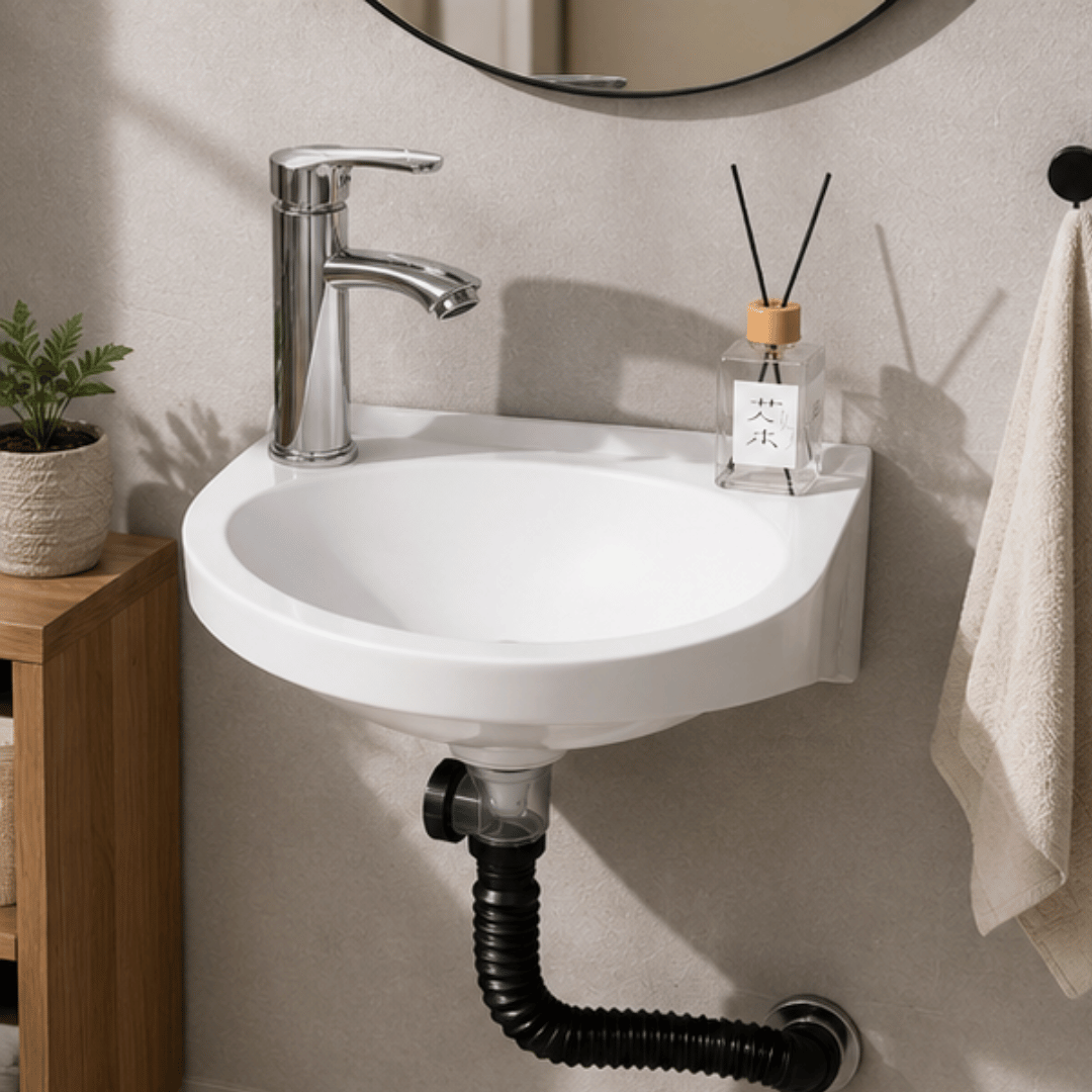 Space Saving Floating Plastic Basin No Drill Sink with Flexible Drainage