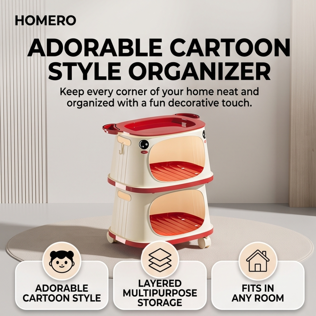 Cute Cartoon Multipurpose Storage Rack with Wheels
