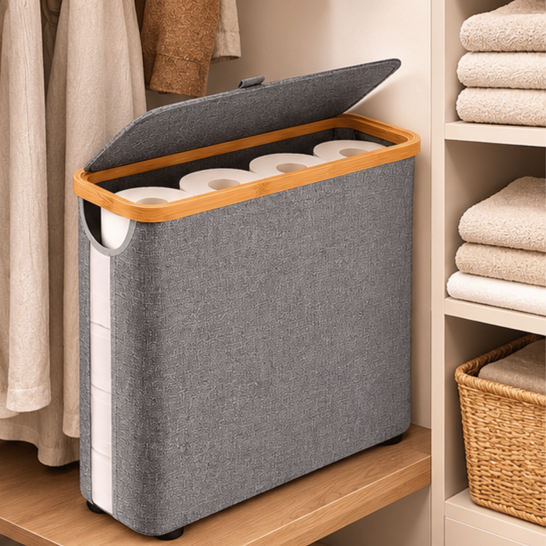 Multipurpose Waterproof Toilet Paper Organizer Basket with Lid