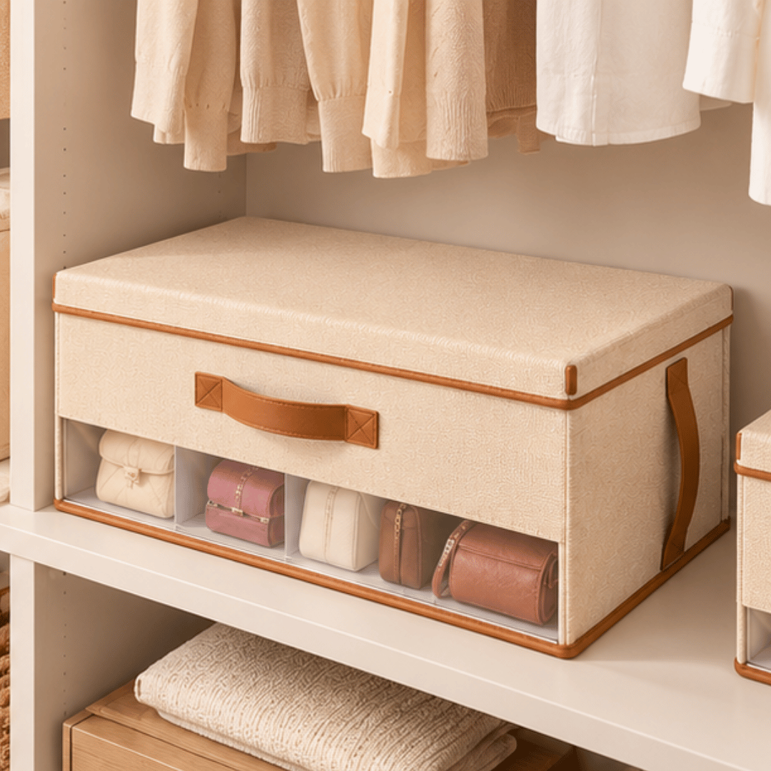 Multipurpose Fabric Covered Storage Box with Clear Window