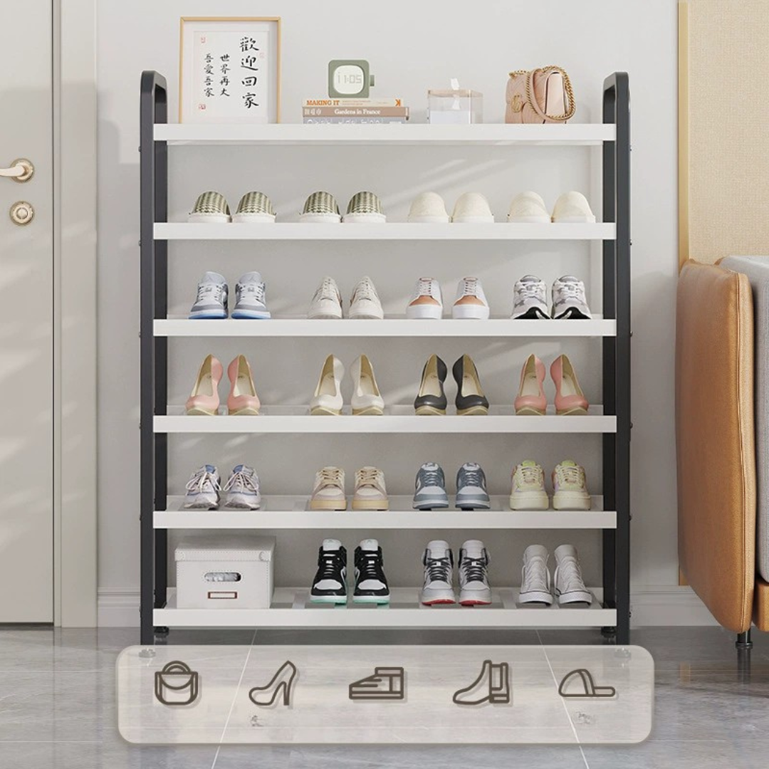 Premium Bamboo Shoe Rack with Carbon Steel Frame