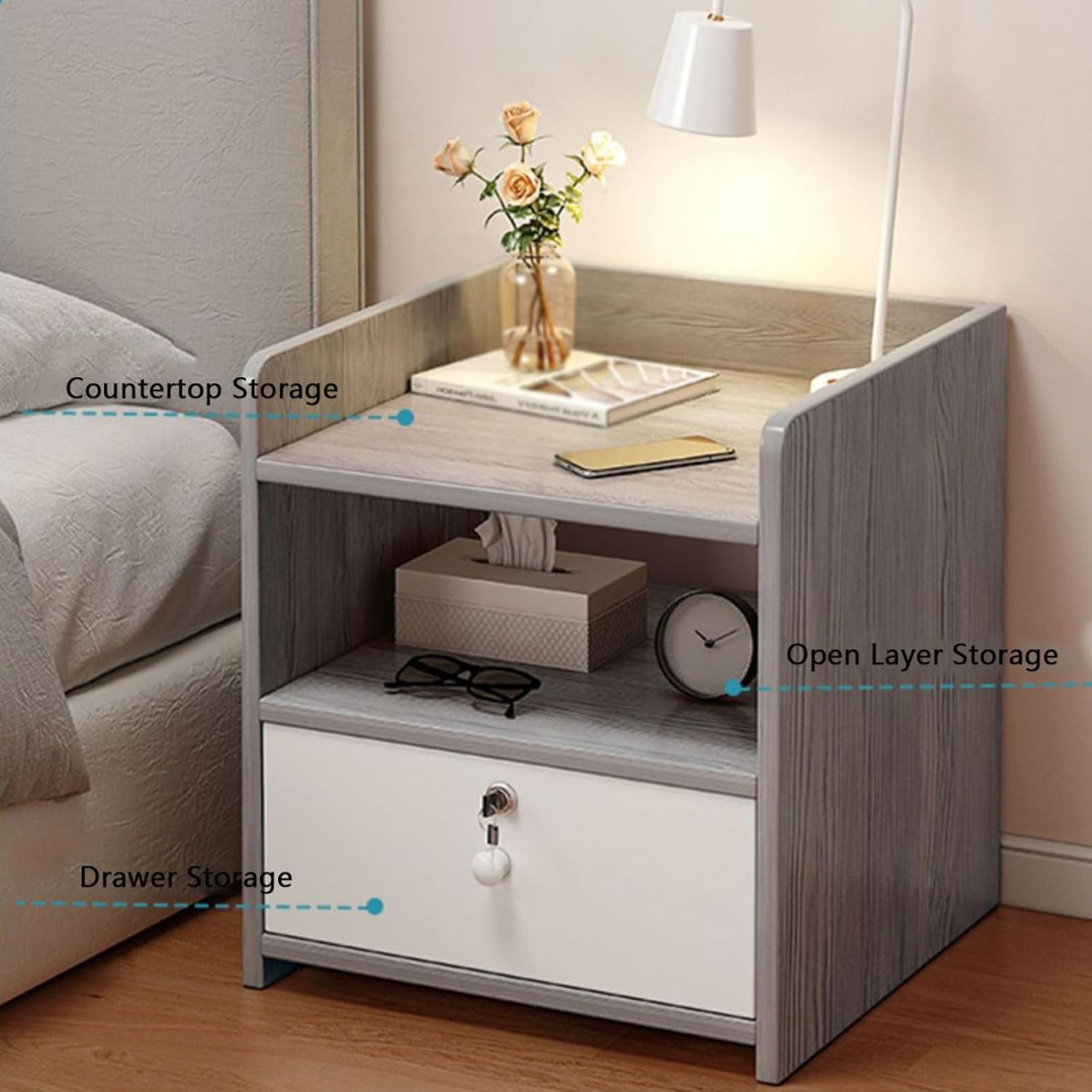 Modern Bedside Table with 2 Storage Drawers