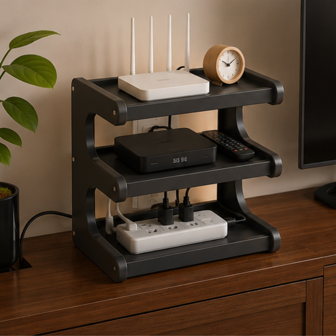 Multipurpose Wooden Router and Storage Rack