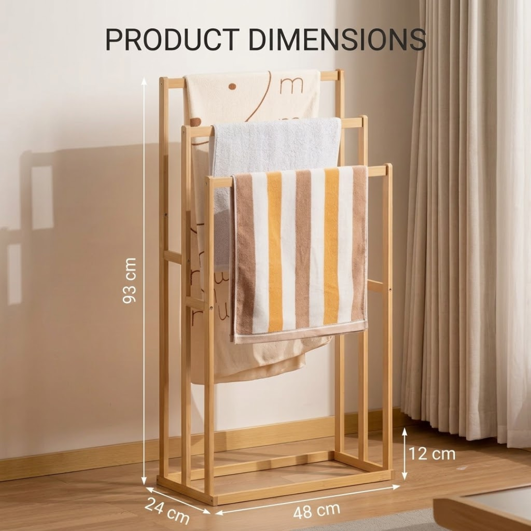 3 Tier Wooden Multipurpose Standing Towel Rack