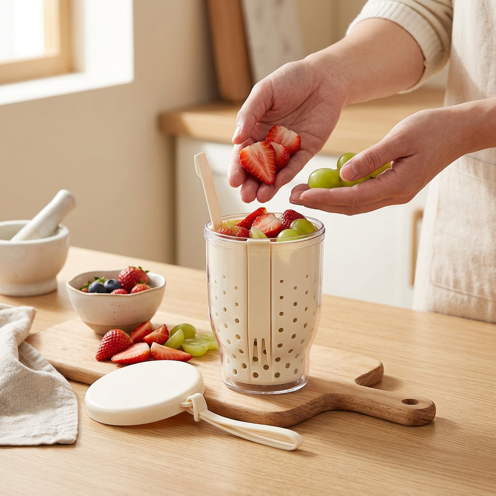 Multi Functional Travel Fruit Storage Cup With Fork - 760ML Capacity
