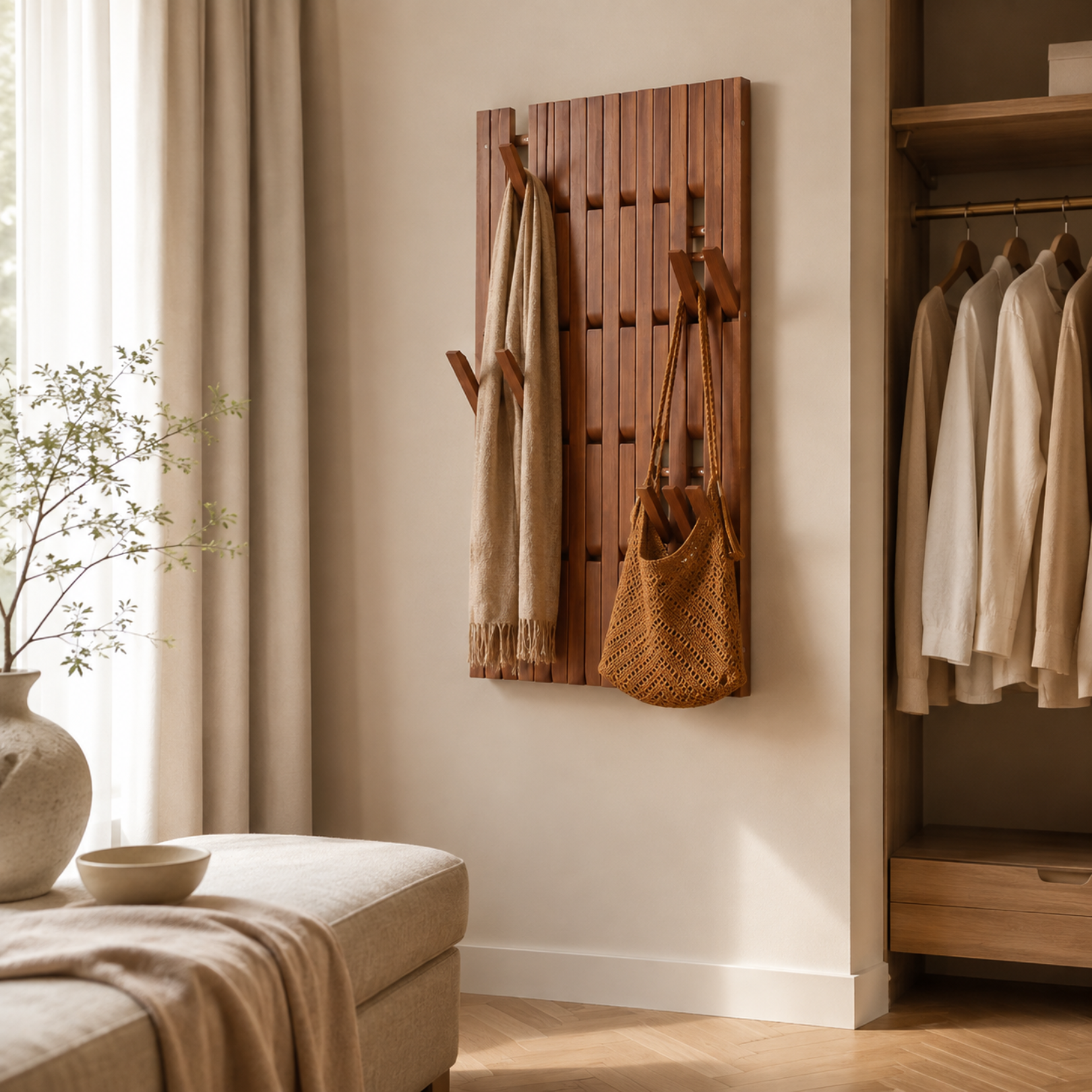 Solid Wood Tree Branch Multiuse Hanger