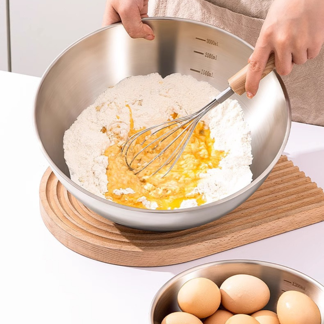 Premium 304 Stainless Steel Mixing Bowl with Measuring Scale and Lid