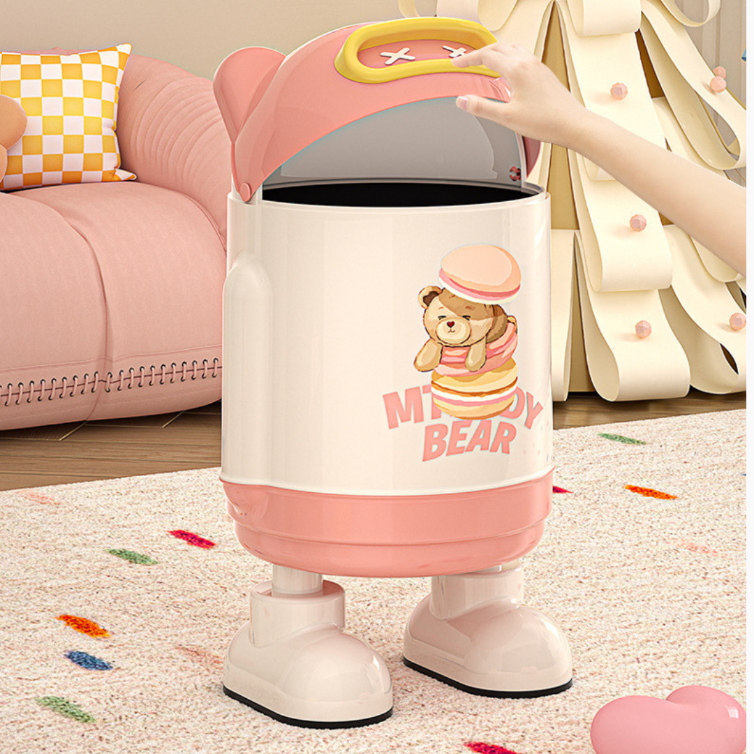 HOMERO Cute Sliding Lid Dustbin with Double Barrel Design – 12L Capacity