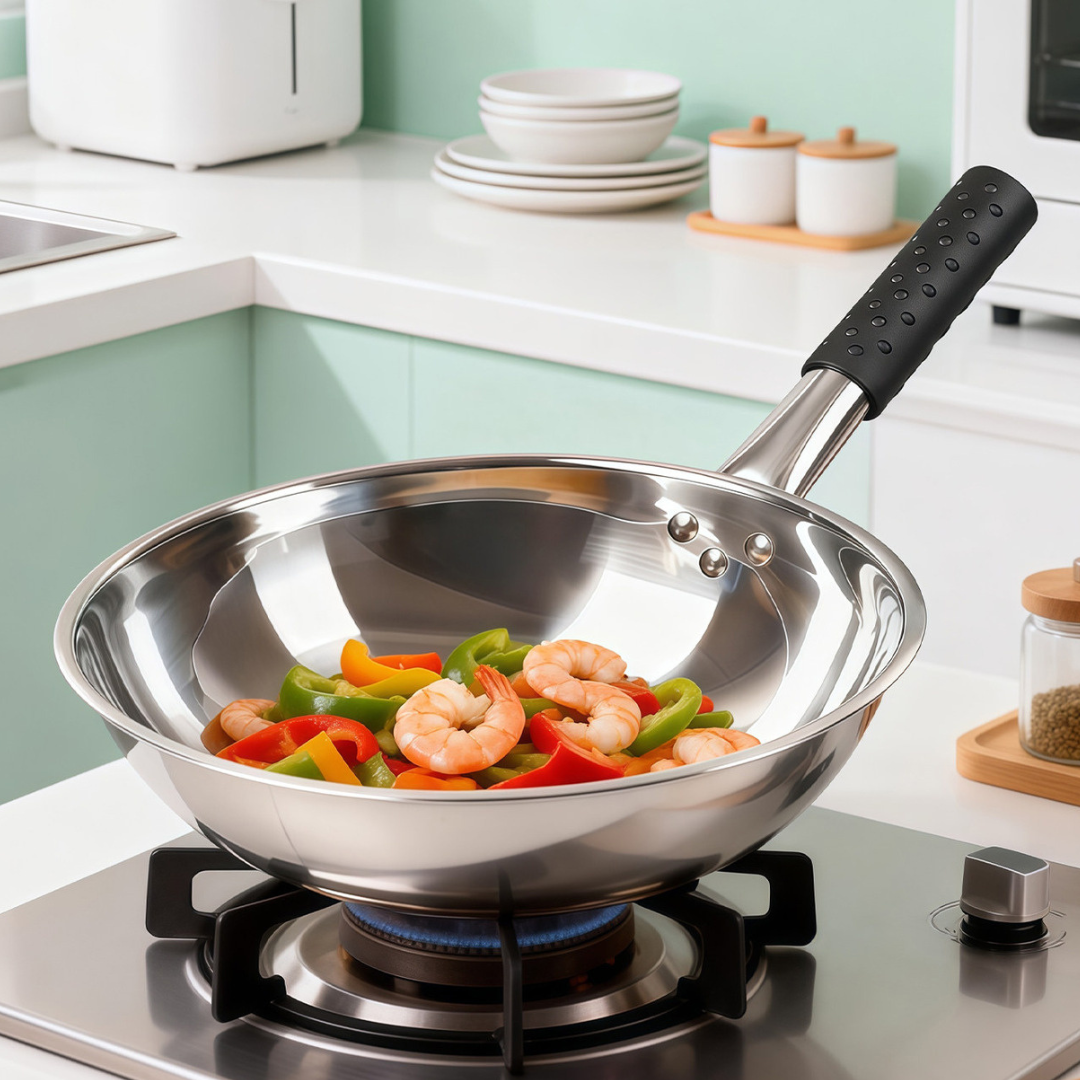 Multipurpose Healthy Cooking Stainless Steel Deep Wok