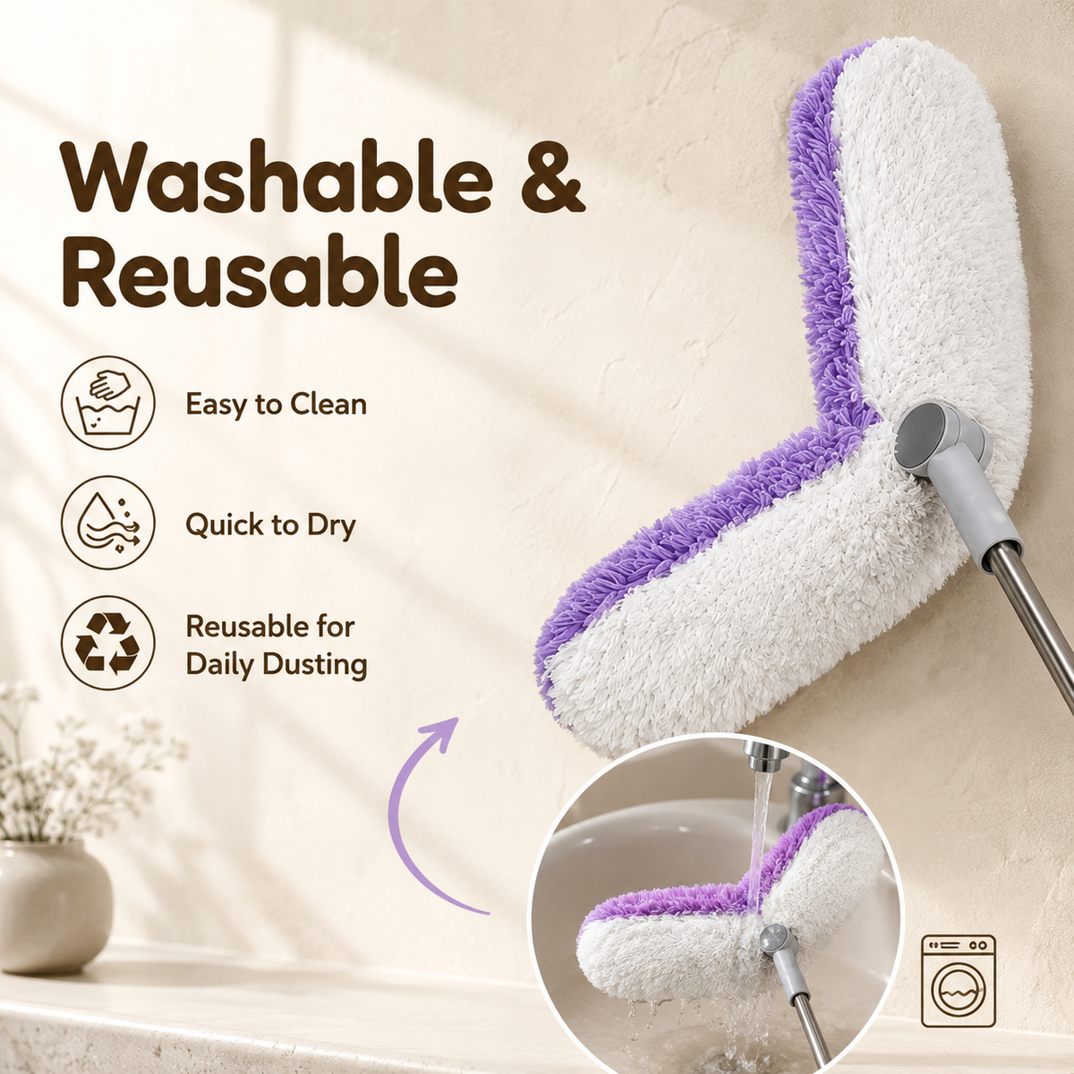 Extendable Dual Head Microfiber Duster with Bendable Cleaning Head