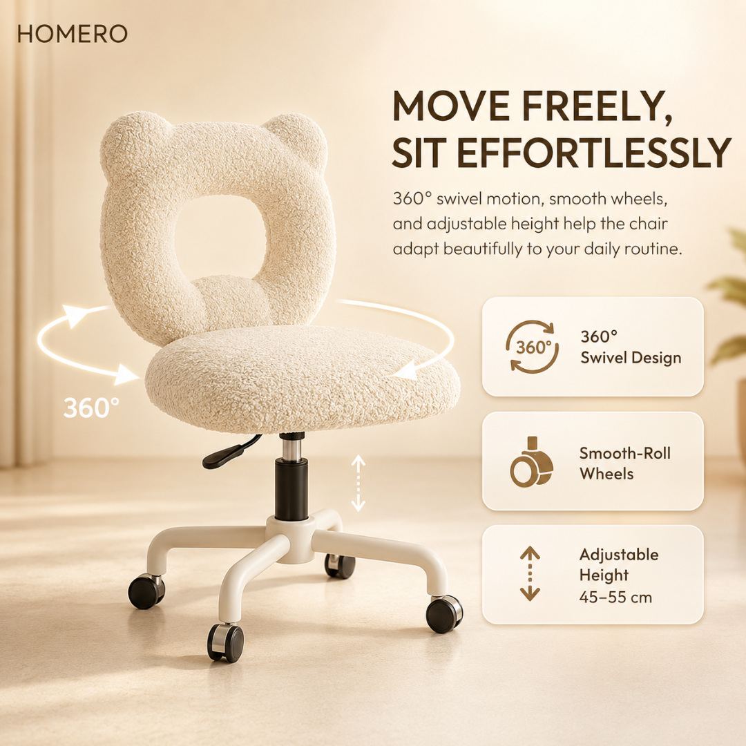 Premium 360° Swivel Upholstered Chair with Adjustable Height & Soft Cushioned