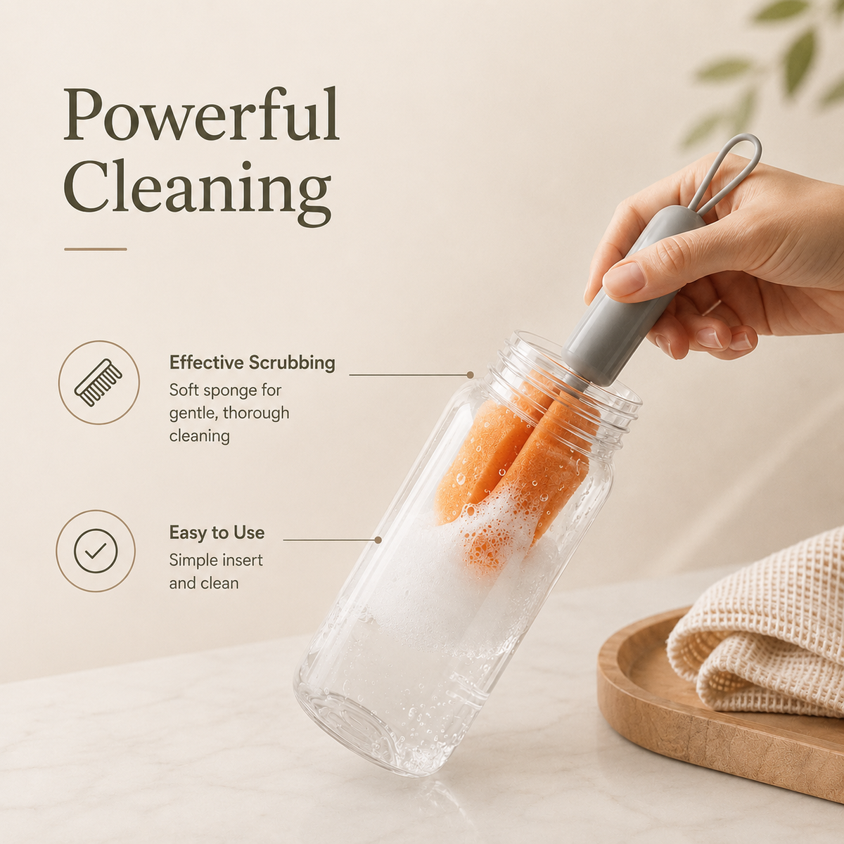 3 in 1 Telescopic Cup Cleaning Brush Set with Storage Case