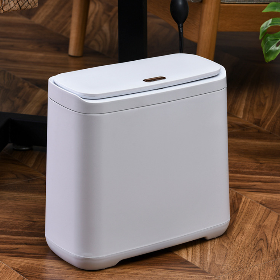 Dual Wet Dry Compartments Waste Bin with Pop Up Lid and Detachable Strainer