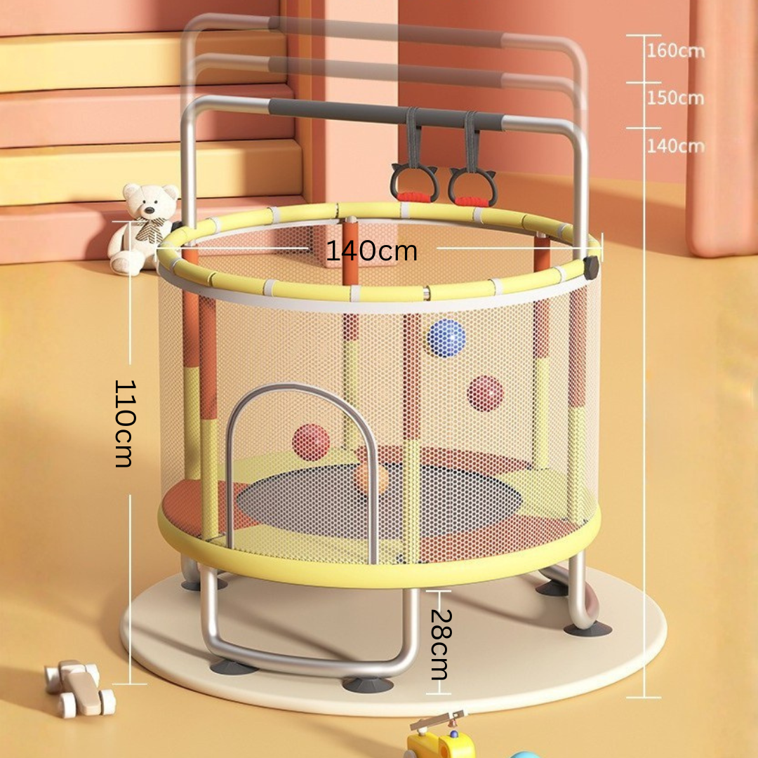 HOMERO Large Space Kids Trampoline with Safety Net and Adjustable Bar - 5FT