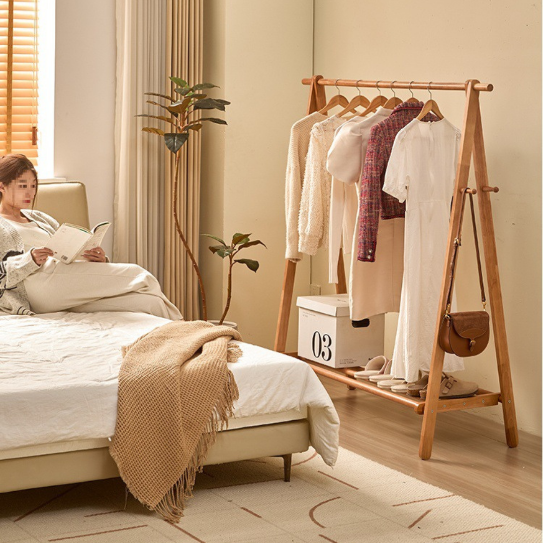 HOMERO Elegant Solid Wood Standing Foldable Organizer Rack