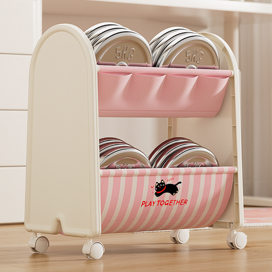 Multi Layer Kids Book Organizer with Lockable Wheels