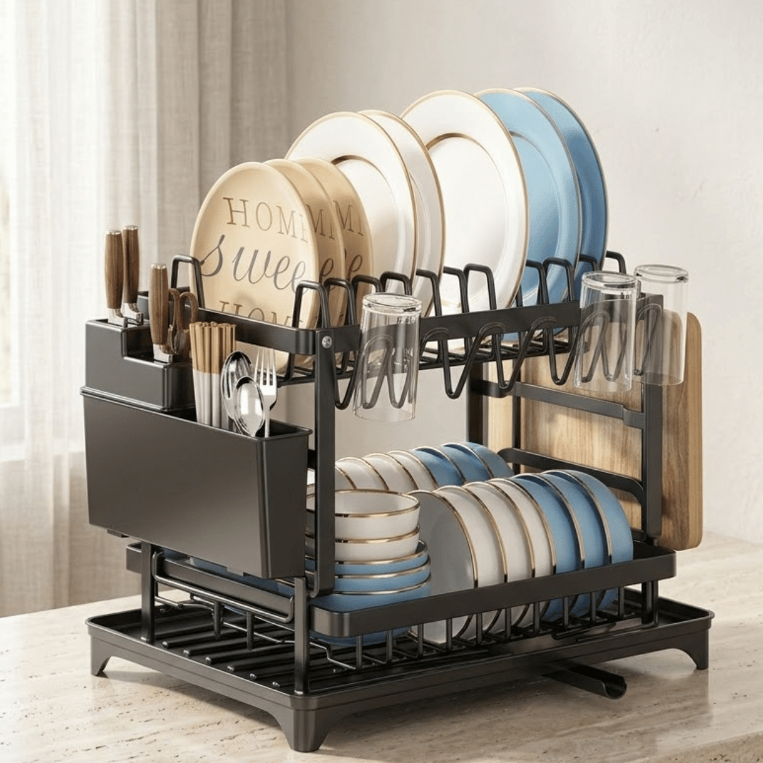 Heavy Duty Kitchen Dish Organizer With Drip Tray