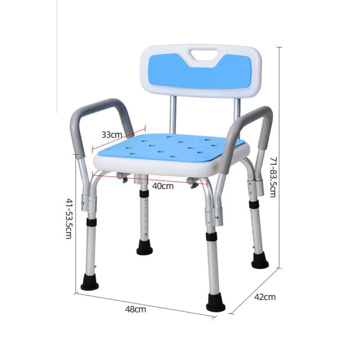 Heavy Duty Backrest Chair with Adjustable Height & Stable Grip