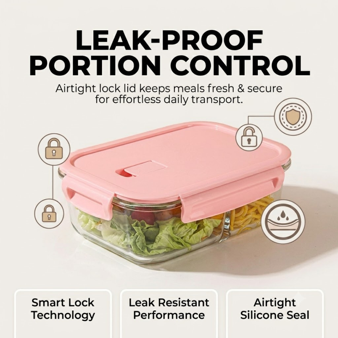 Airtight Glass Bento Smart Lock Lid Lunch Container