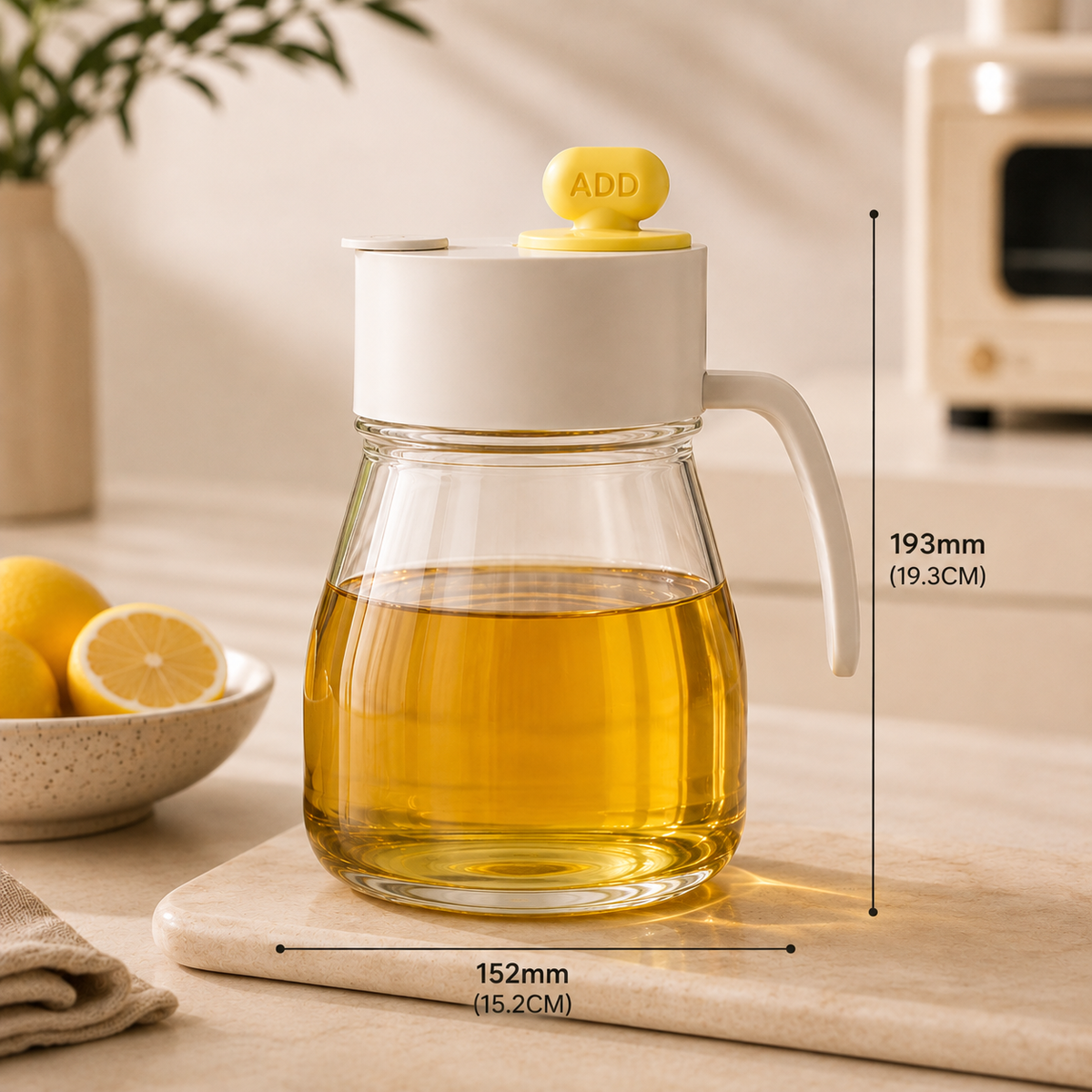 Automatic Flip Lid Glass Oil Dispenser Bottle - 900ml