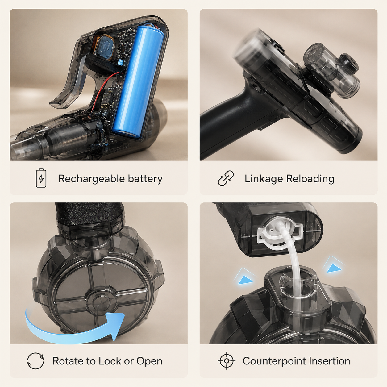 Homero LED Electric Water Gun with Rechargeable Battery Power