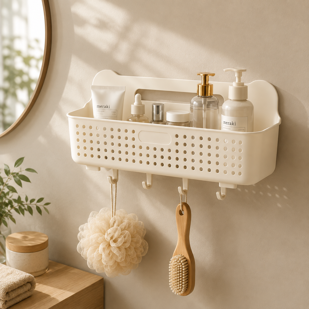 Homero Wall-Mounted Multi-Purpose Storage Basket with Hooks
