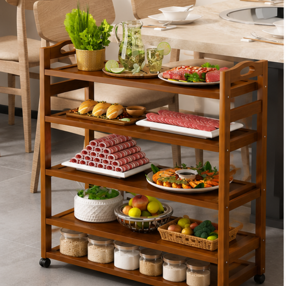 Premium Solid Bamboo Multi Layer Storage Rack Organizer
