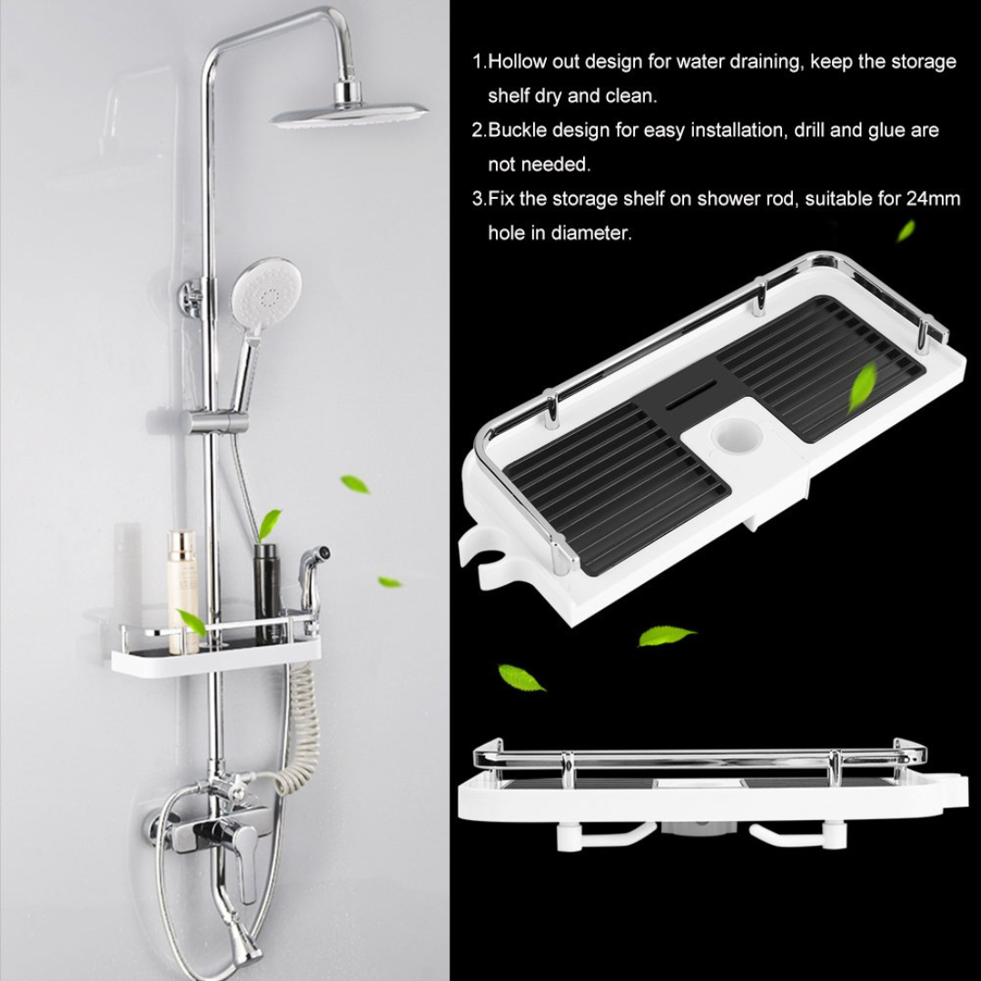 Adjustable Bathroom Storage Shelf Organizer with Drain Design
