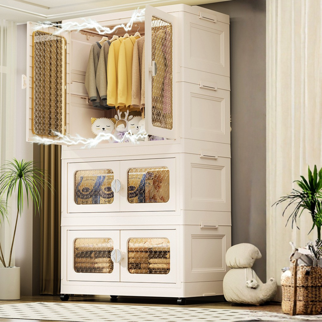 Premium Build Quality Foldable Storage Cabinet Wardrobe with Wheels