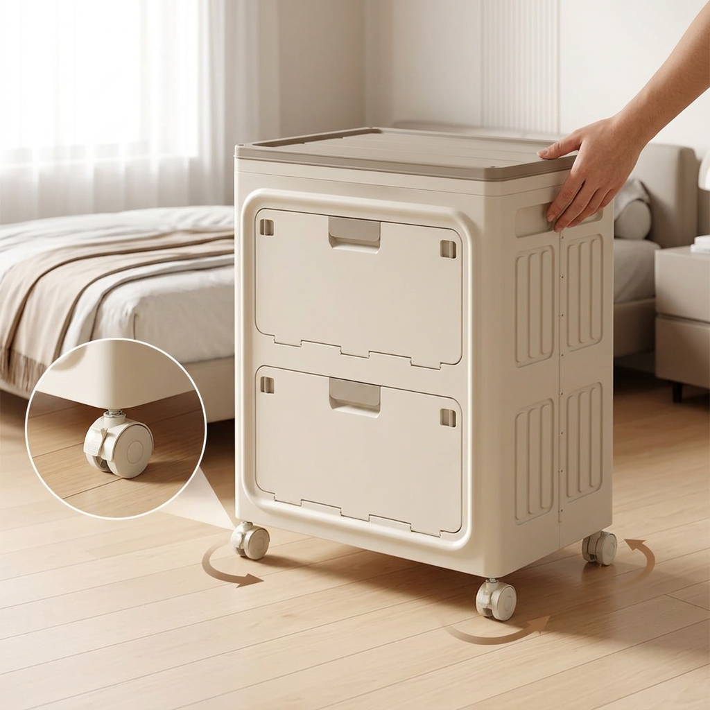Multi Purpose Space-Saving & Stackable Foldable Storage Cabinet with Wheels