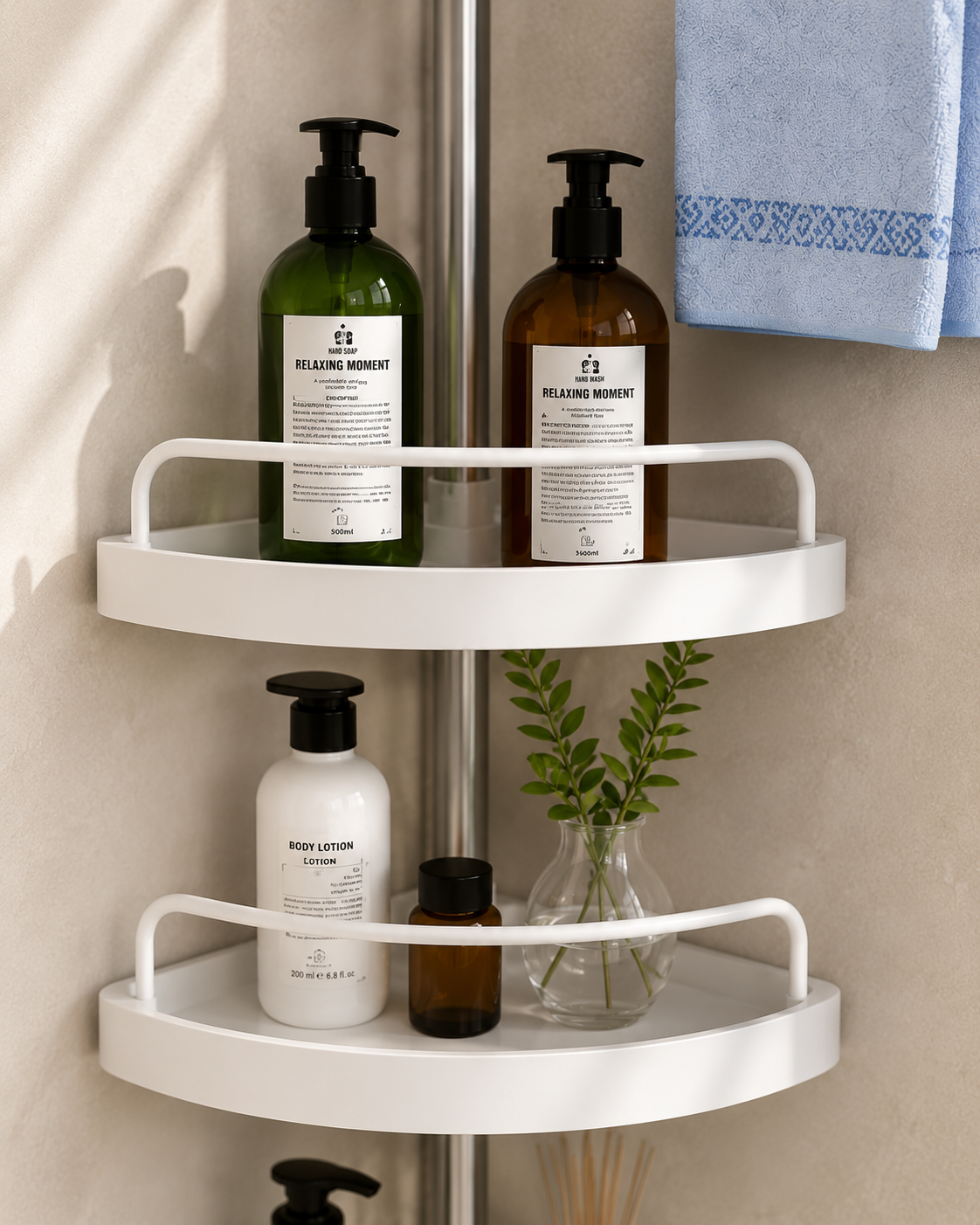Multipurpose Bathroom Rack with Hooks and Towel Bar - 4 Tier