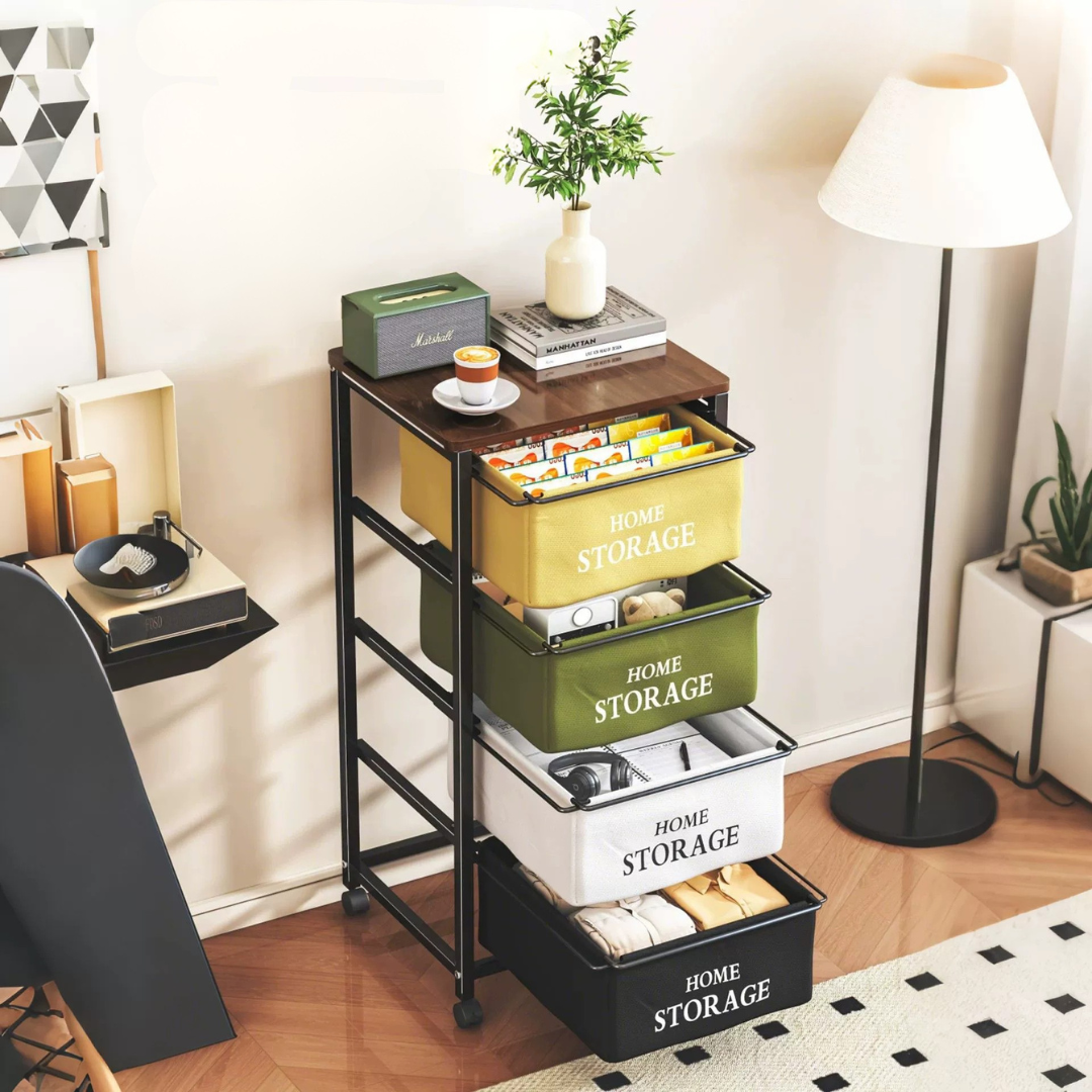 Multi-Purpose Rolling Storage Organizer Rack with Wheels
