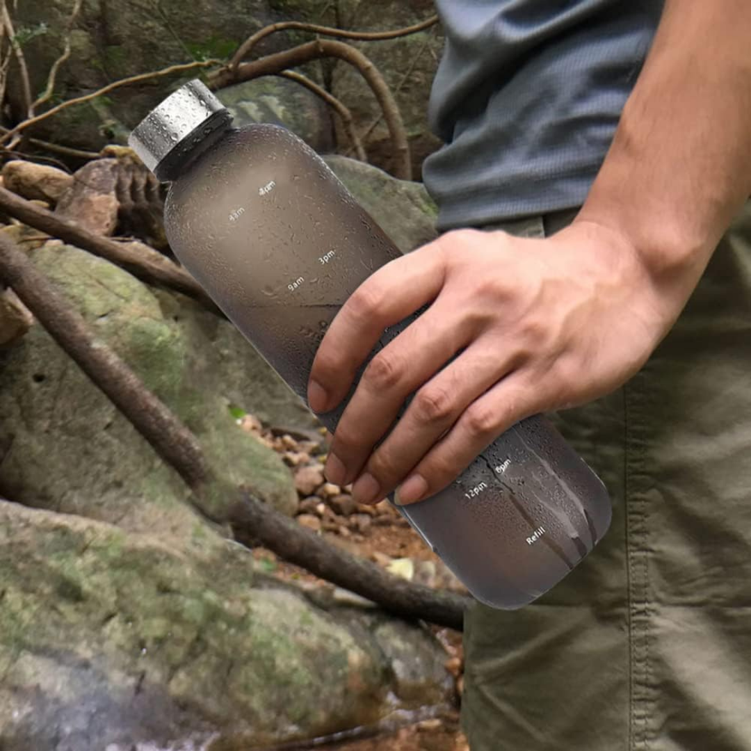 HOMERO Motivational Water Bottle with Time Marker Leakproof - 1000ml Capacity