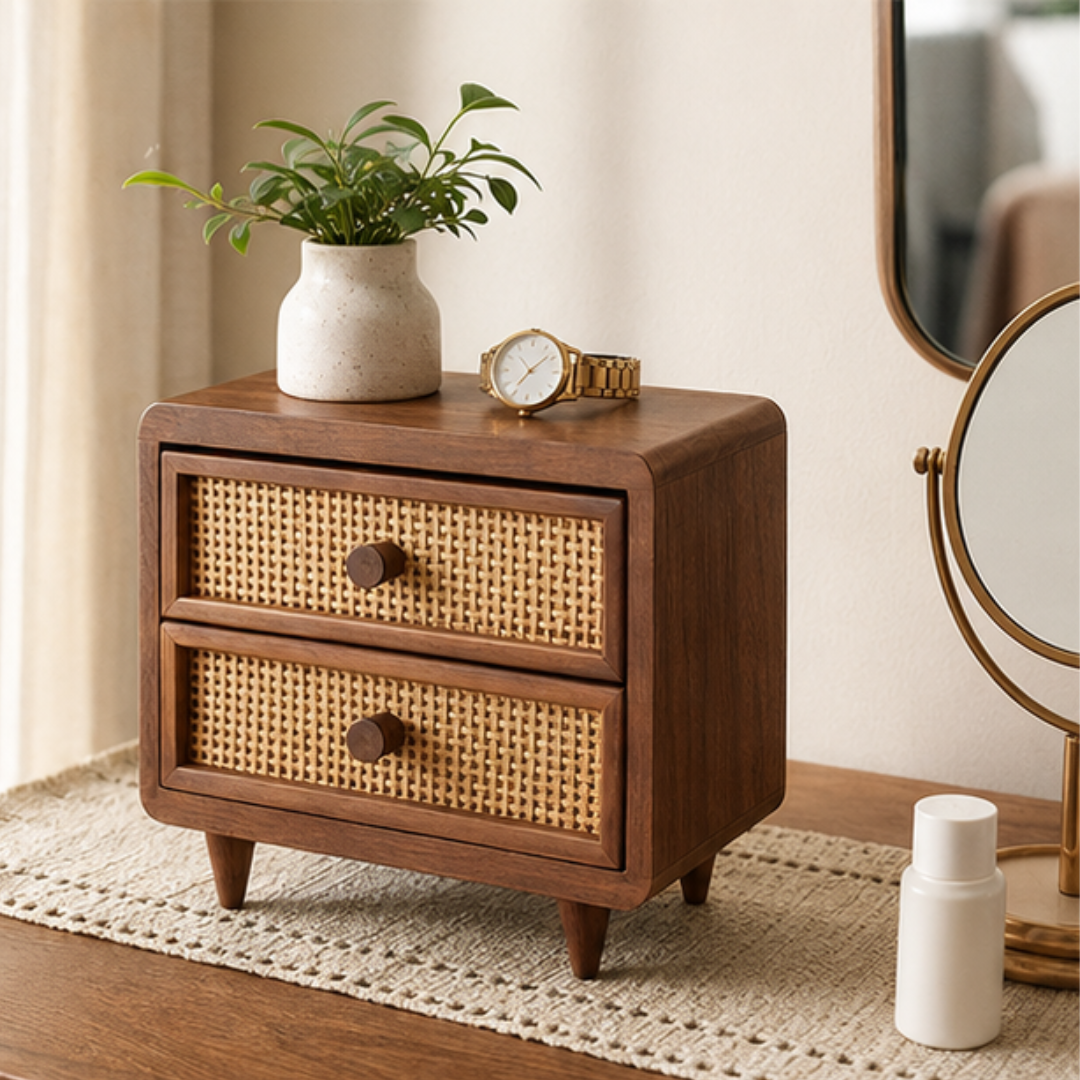 Modern Two Drawer Solid Wood Multipurpose Organizer