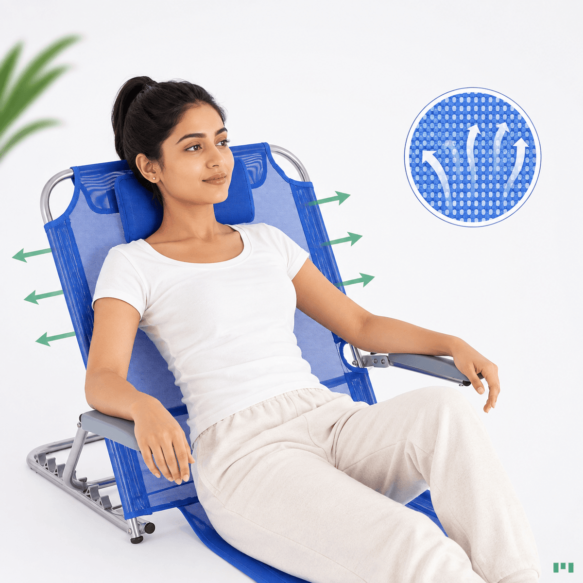 Homero Ergonomic Lumbar Support Adjustable Recliner Bed Backrest Chair with Armrest