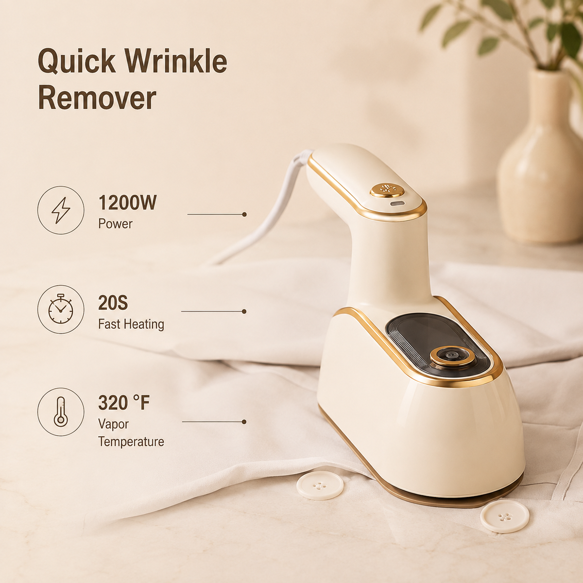 HOMERO Foldable Garment Steamer with Dual-Mode Ironing - 150ml Tank