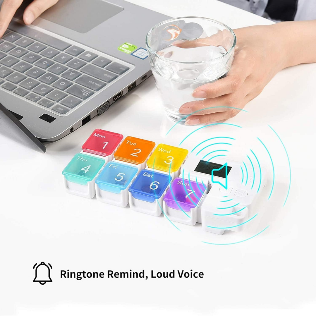 Homero Smart Weekly Pill Organizer with Reminder Alarm