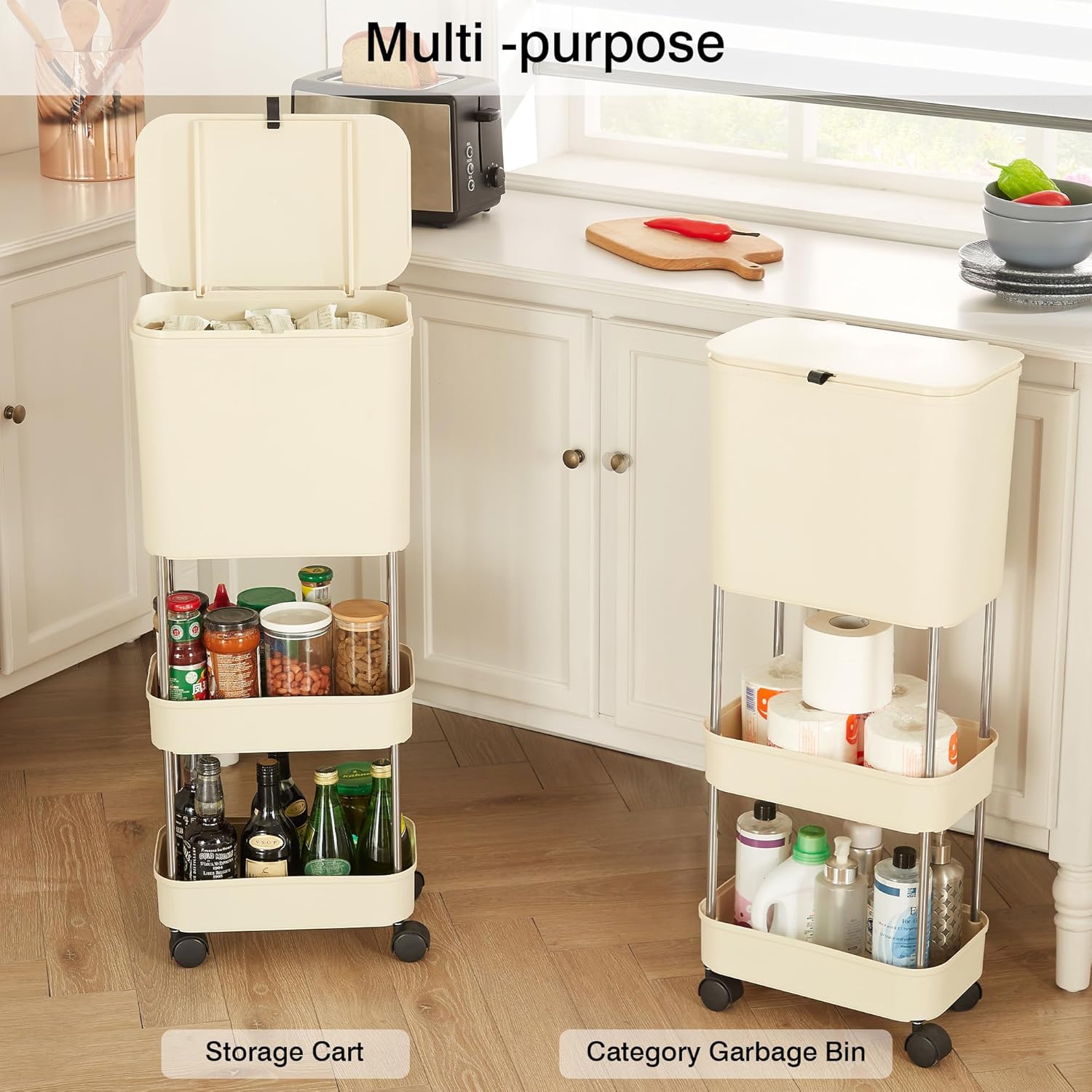 Multi Layer Dry Wet Separation Storage Cart with Wheels