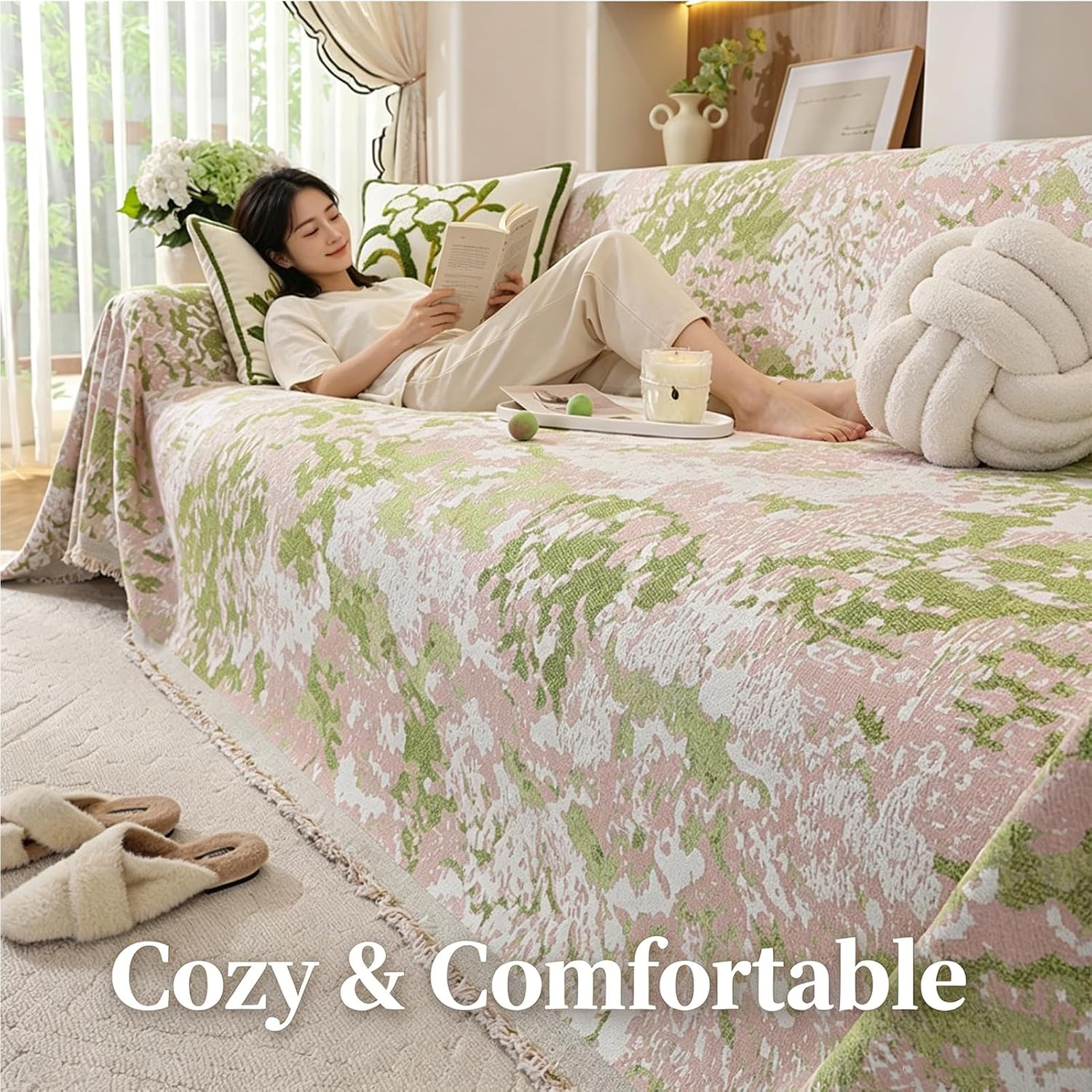 Premium Reversible Chenille Sofa Throw Cover
