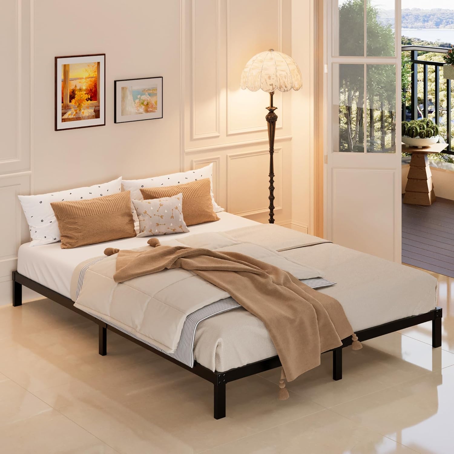 Heavy Duty Metal Bed Frame with Underbed Storage