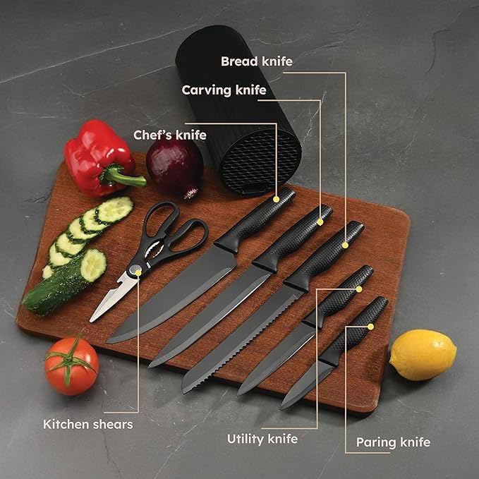 HOMERO Premium Stainless Steel Kitchen Knife Set With Universal Block