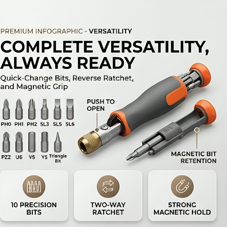80° Multi Angle Ratchet Screwdriver Set with Hidden Bits