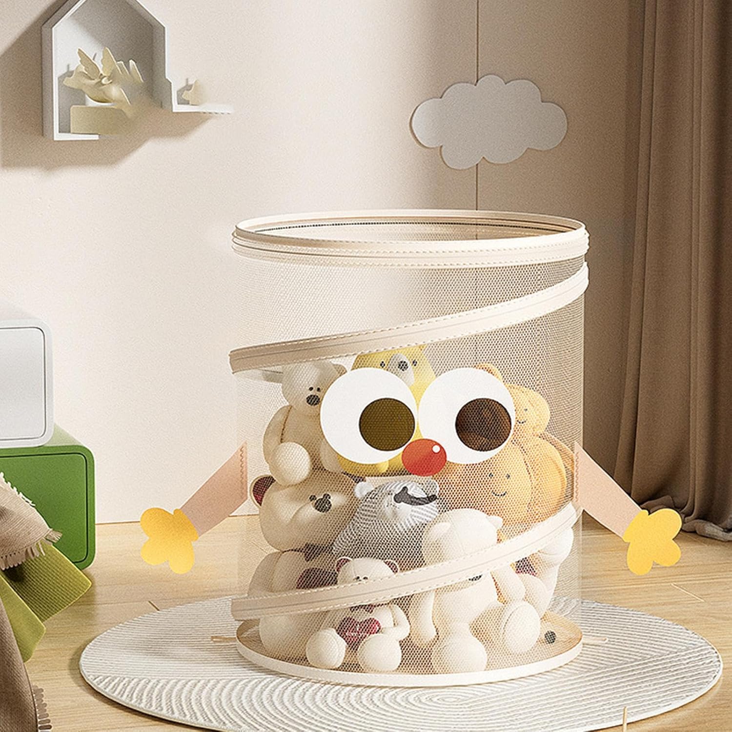 Homero Foldable Mesh Laundry Storage Basket with Cute Pattern Design
