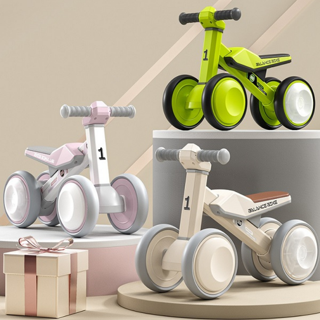 HOMERO Children Balance Glide Adjustable Seat LED Light Wheels Bike