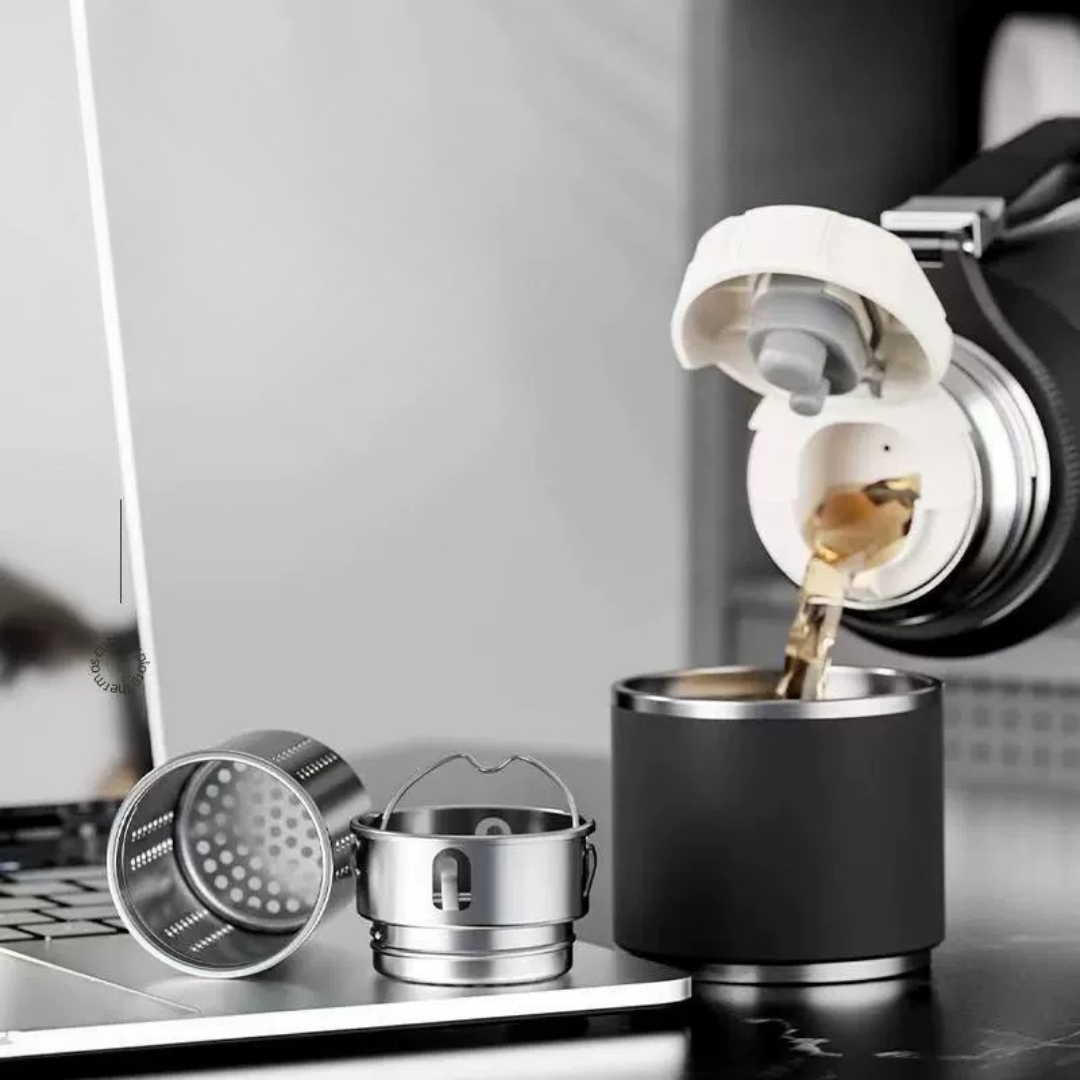 HOMERO Stainless Steel Dual Lid Leak-Proof Insulated Thermos Cup – 1000ML