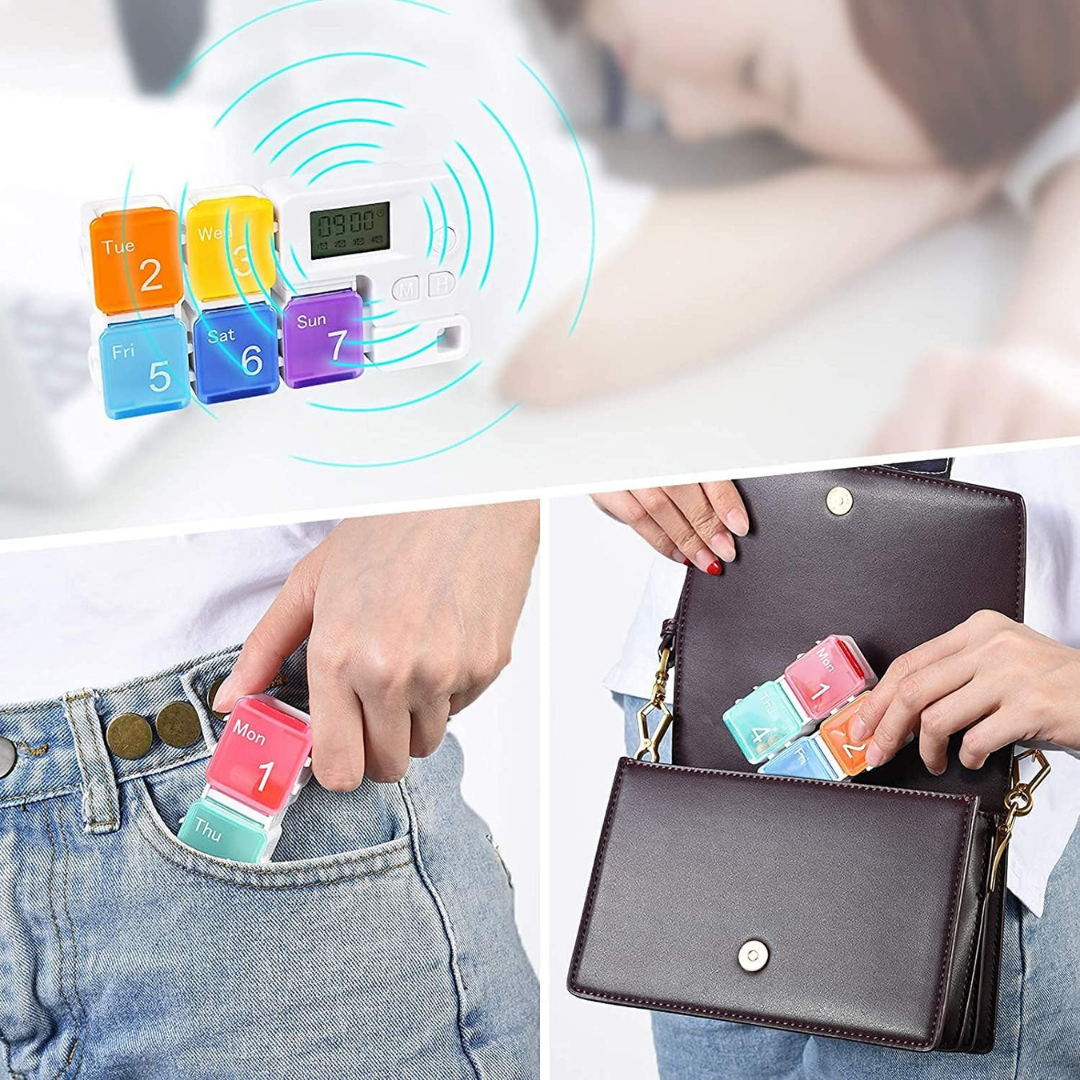 Homero Smart Weekly Pill Organizer with Reminder Alarm