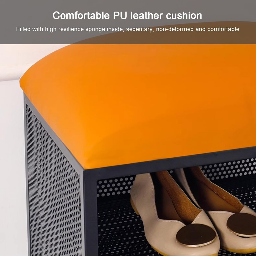 HOMERO Elegant PU Leather Shoe Storage Seating Bench