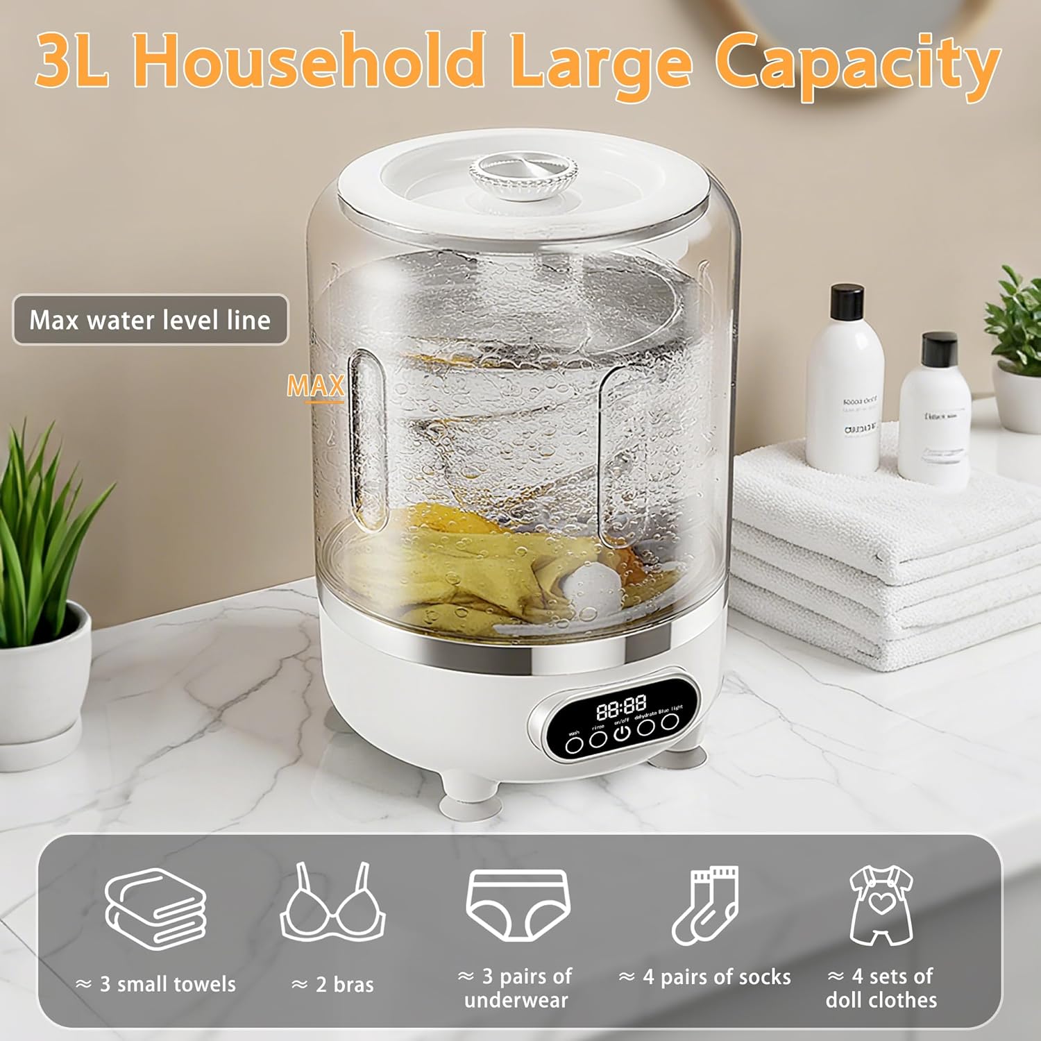 Automatic Portable Mini Washing Machine with Spin Basket